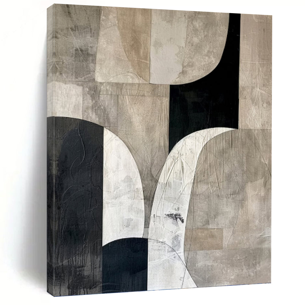 “Monochrome Geometric Abstract” - Minimalist Abstract Painting On Canvas PT1320