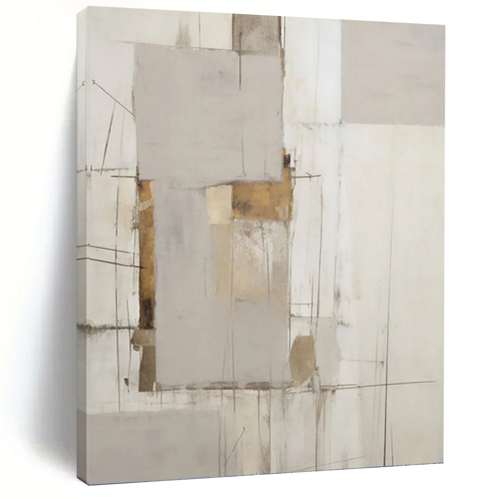 “Neutral Geometric Abstract” - Minimalist Abstract Painting On Canvas PT1316