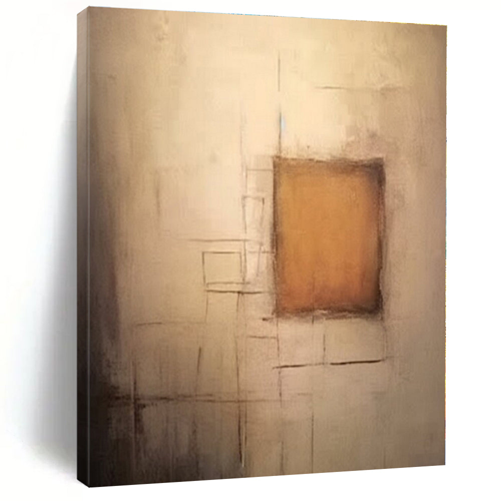Beige, Brown with Linear Overlays "Linear Memory" Abstract Painting On Canvas PS1300
