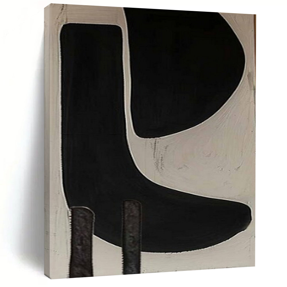 Black and White Organic Shapes "Shadow Play" Minimalist Painting On Canvas PS1073