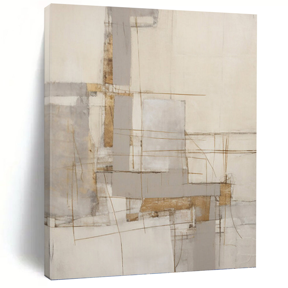 “Neutral Line - Geometric Abstract” - Minimalist Abstract Painting On Canvas PT1322