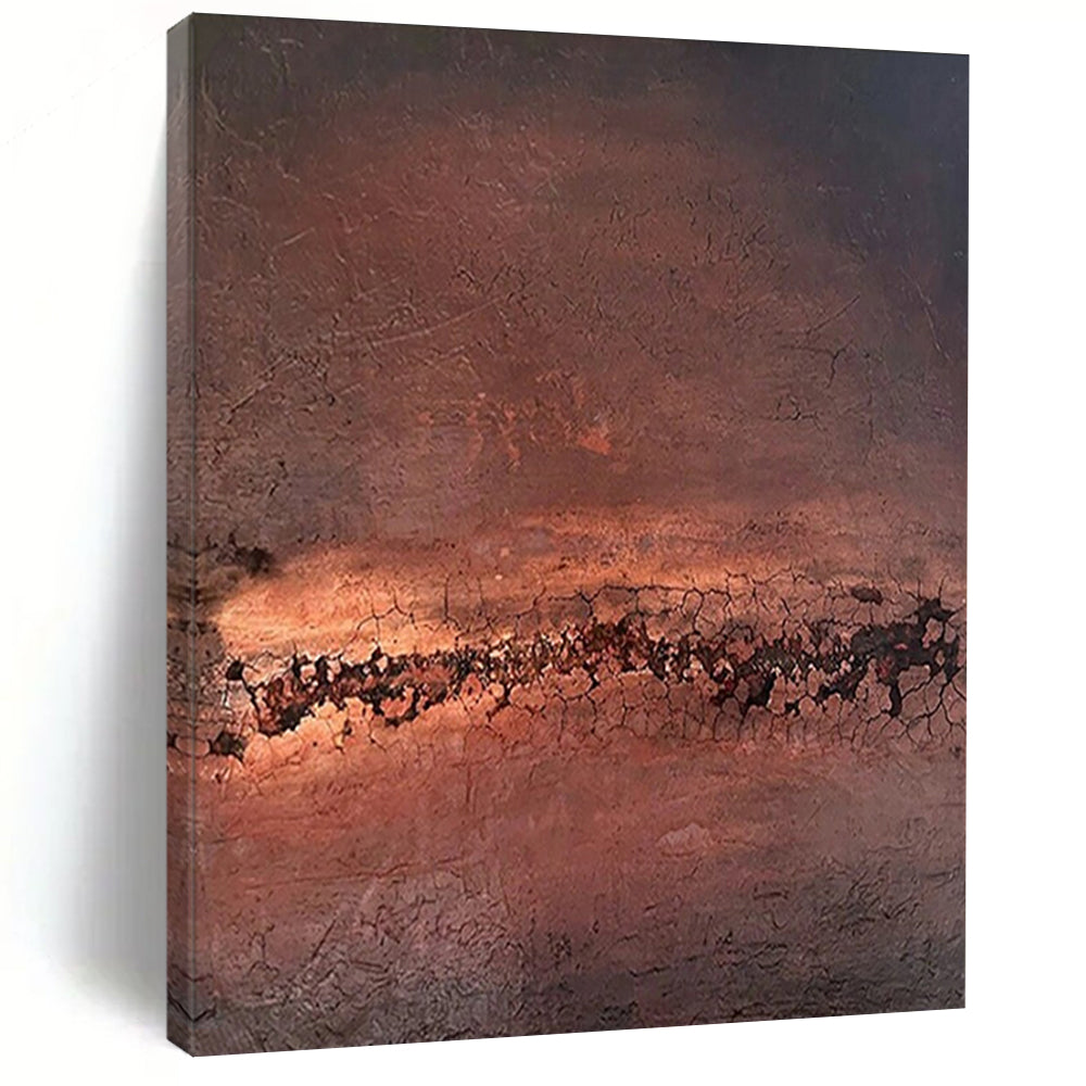 Brown and Orange Textured, "Desert Crackle" – Textured Abstract Painting On Canvas PS0953