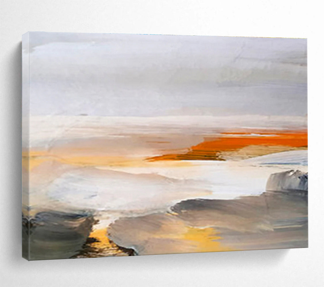“Minimalist Horizon Abstract” - Soft - toned Landscape Painting On Canvas DKS382
