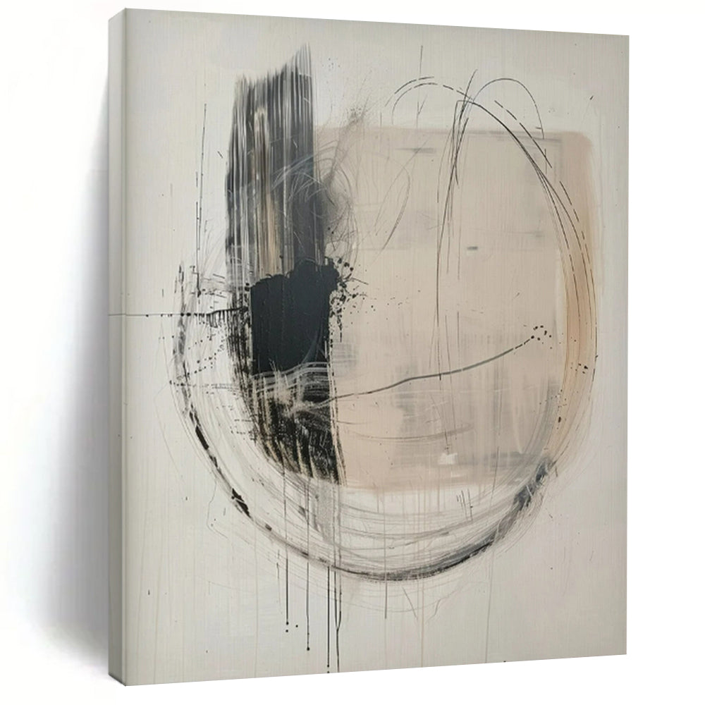 Black - White Abstract Lines, "Minimal Motion" – Abstract Minimalist Painting On Canvas PS0932