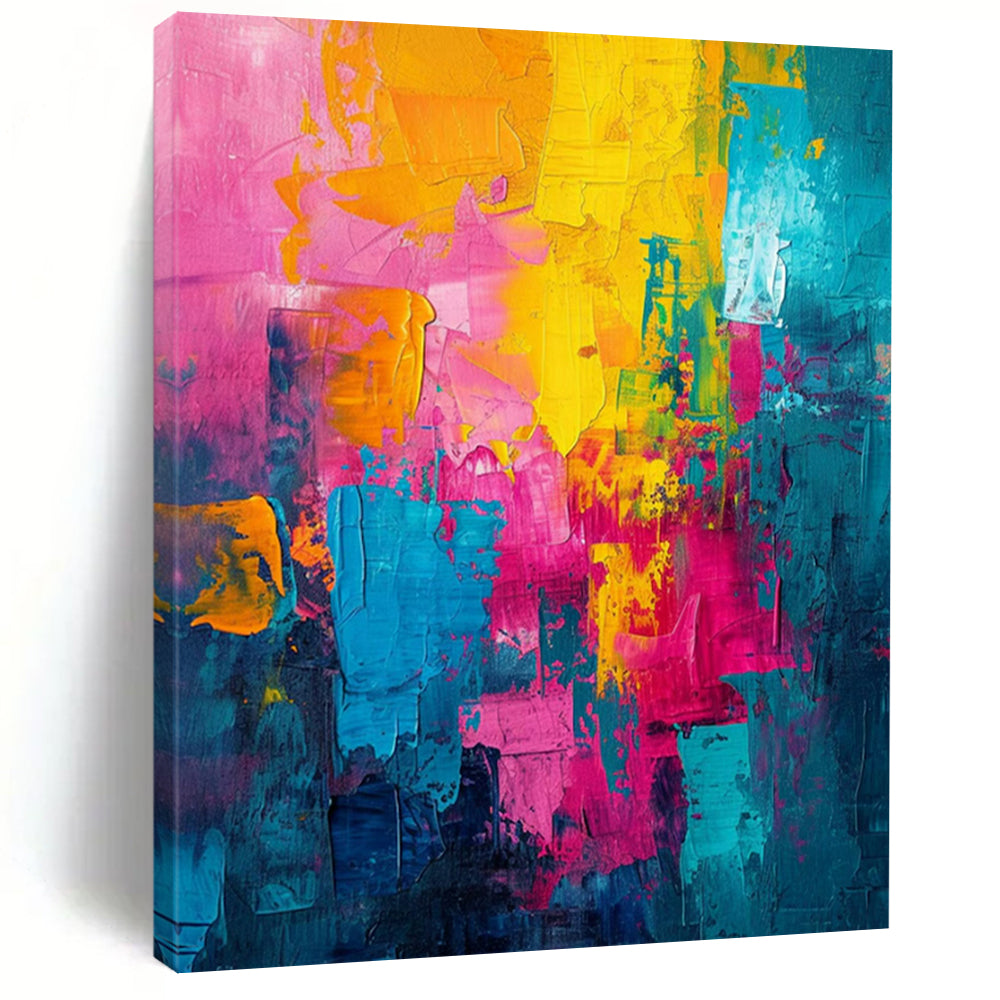 Vivid Color Block, "Neon Carnival" – Abstract Expressionist Painting On Canvas PS1024