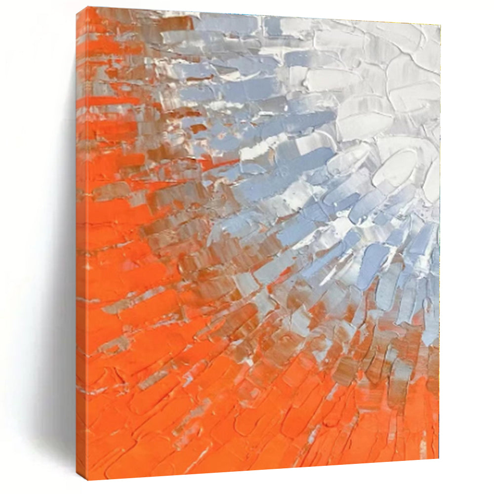 “Orange & Blue Textured Strokes” - Textured Abstract Painting On Canvas PS0405