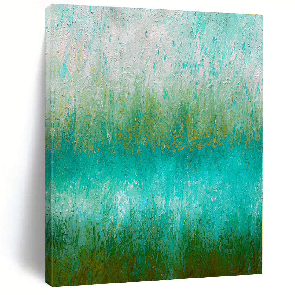 Gradient Green and Blue Textured Field - Impasto Landscape - like Painting On Canvas PS1235