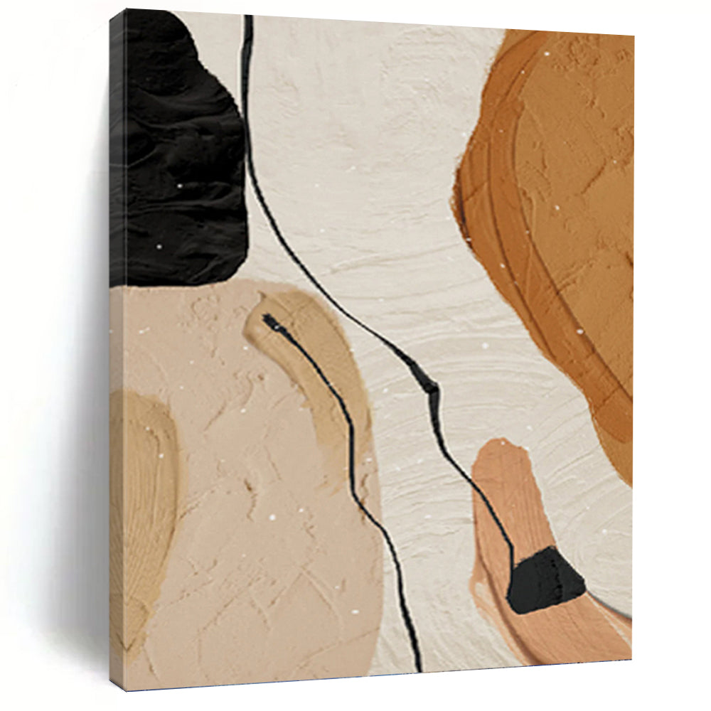 “Neutral and Black Abstract Shapes” - Abstract, Minimalist - Inspired Painting On Canvas PT1513