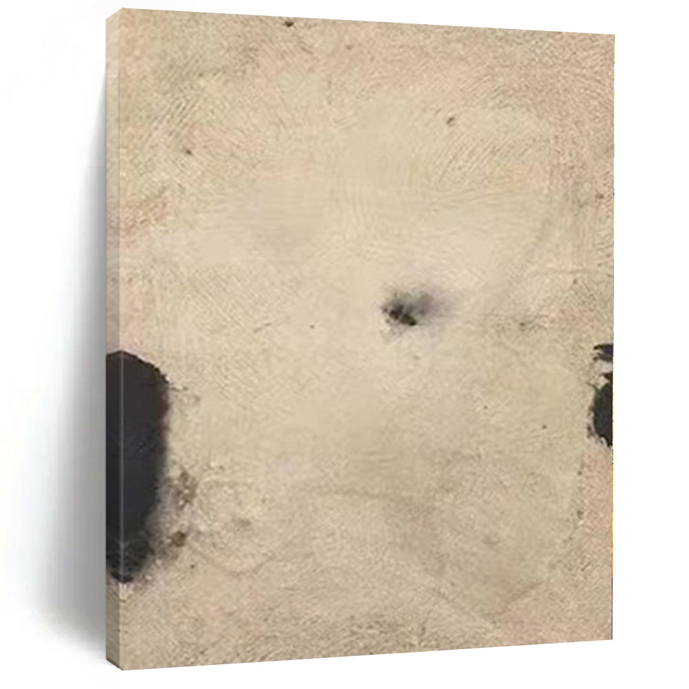 Beige and Black with Minimalist Forms "Ethereal Simplicity" Abstract Painting On Canvas PS1165