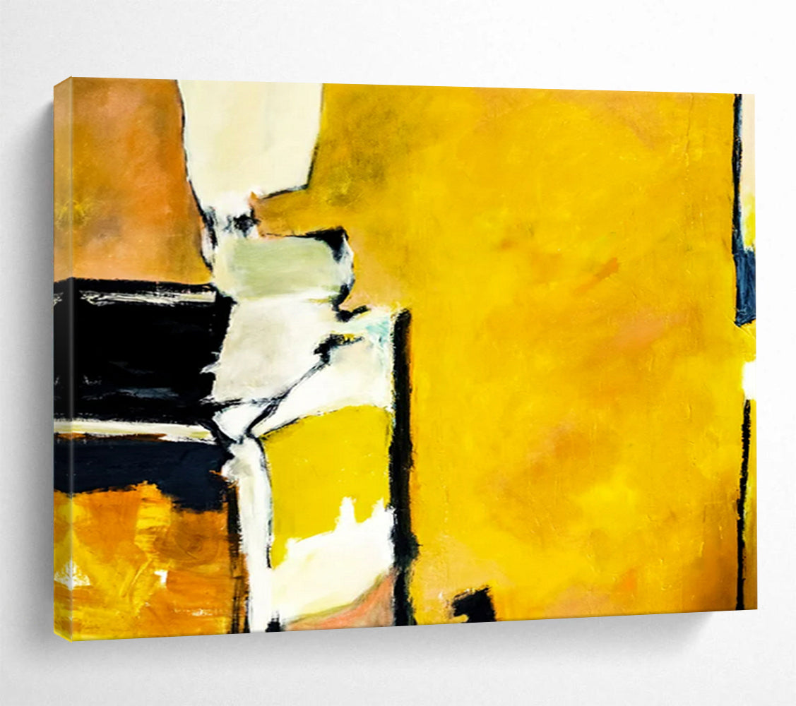 “Bold Yellow with Abstract Forms” Abstract Expressionist Painting On Canvas PT1806