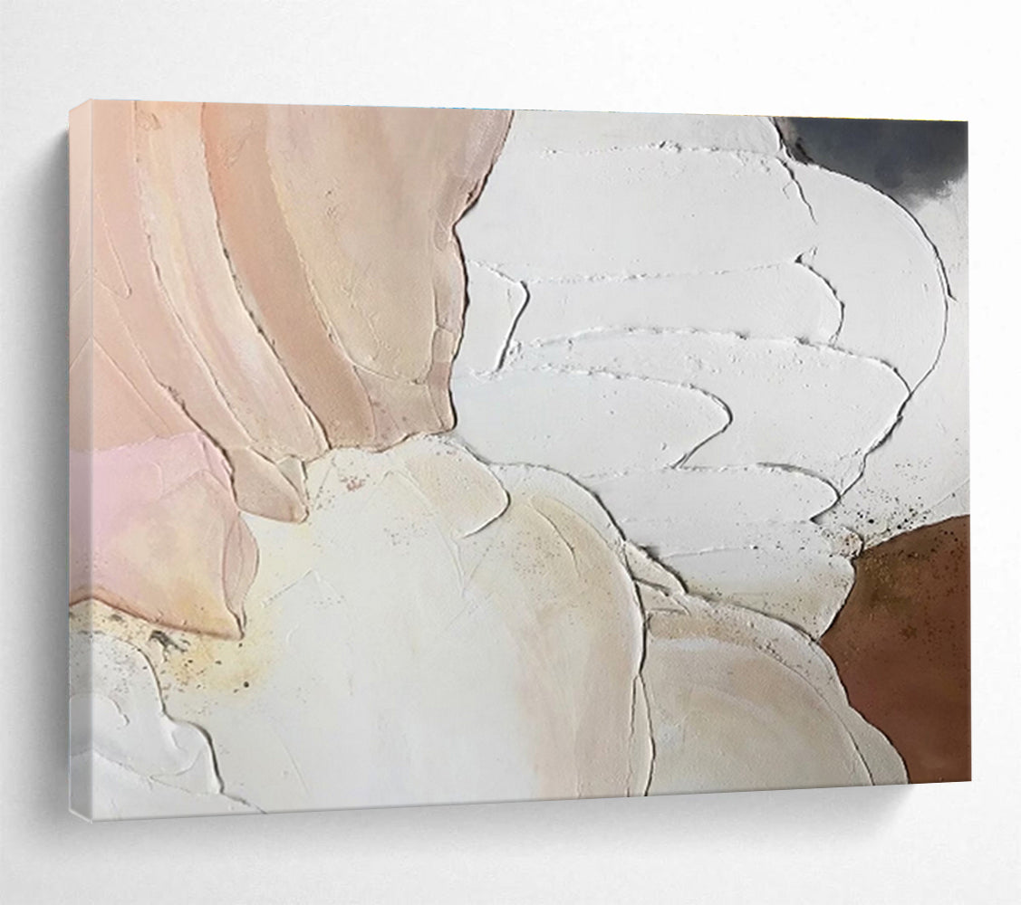 “Textured Blush and White” Abstract Painting On Canvas DKS184