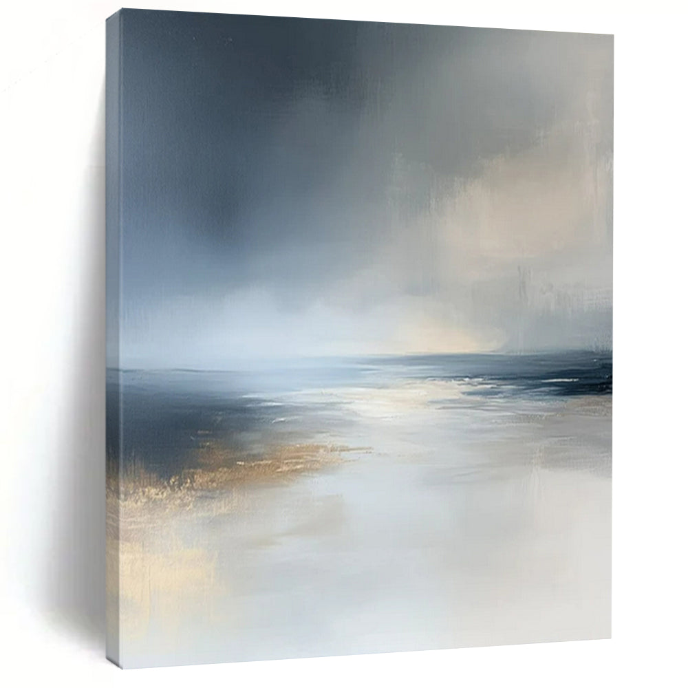 Soft Blue and Gray, "Misty Ocean" – Abstract Seascape Painting On Canvas PS0939