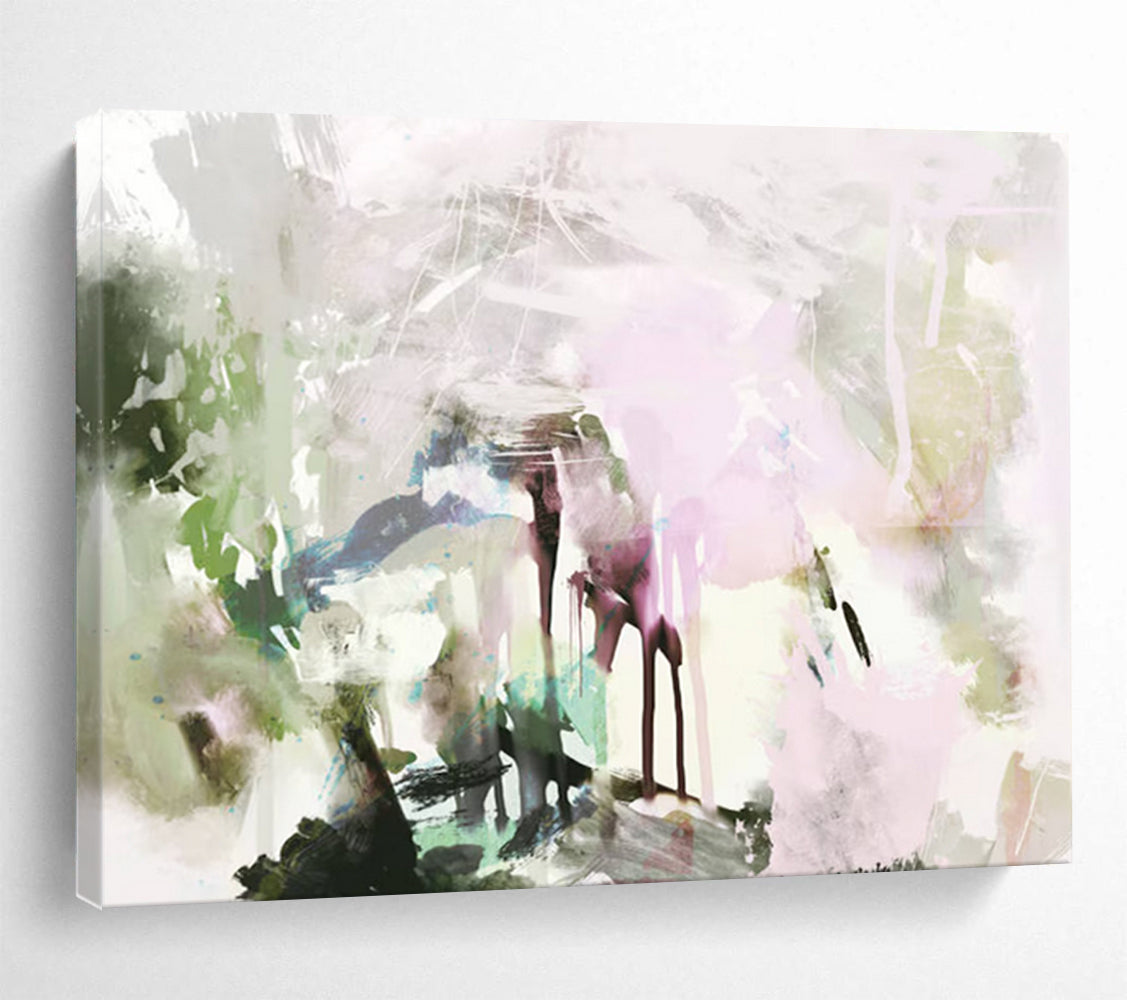 “Pastel Pink and Orange Abstract Landscape” - Ethereal Landscape Painting On Canvas PT119