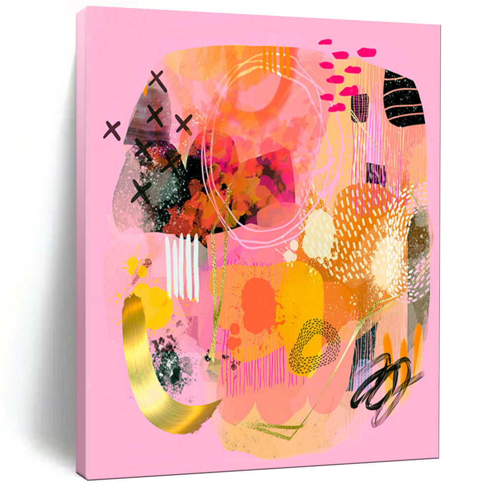“Pink - Orange - Gold Abstract Medley” - Abstract Painting On Canvas PT2009