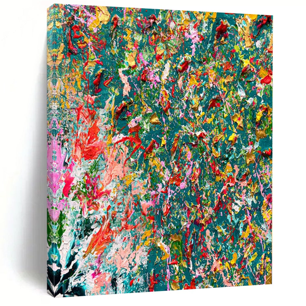 Teal and Orange Swirls - Fluid Acrylic Mix of Cool and Warm Tones Painting On Canvas PS1220