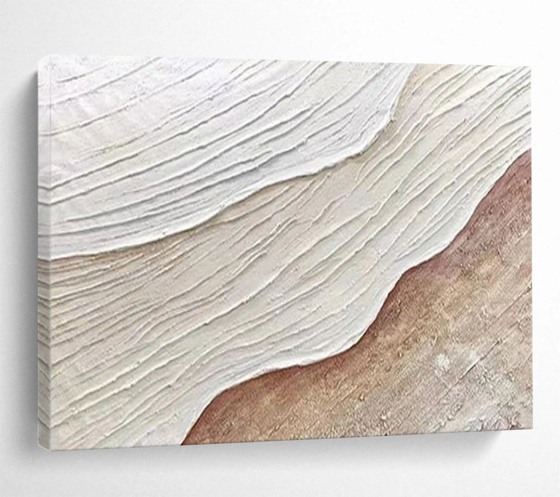 “Textured White - Brown Waves” - Relief - Like Painting On Canvas PT1553