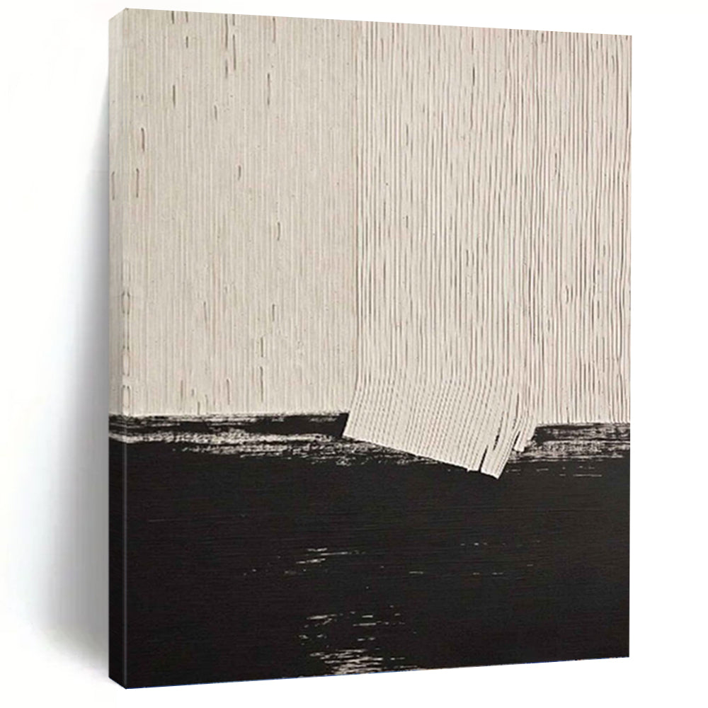 “Minimalist Black and White Abstract” - Abstract, Geometric Painting On Canvas PT1503