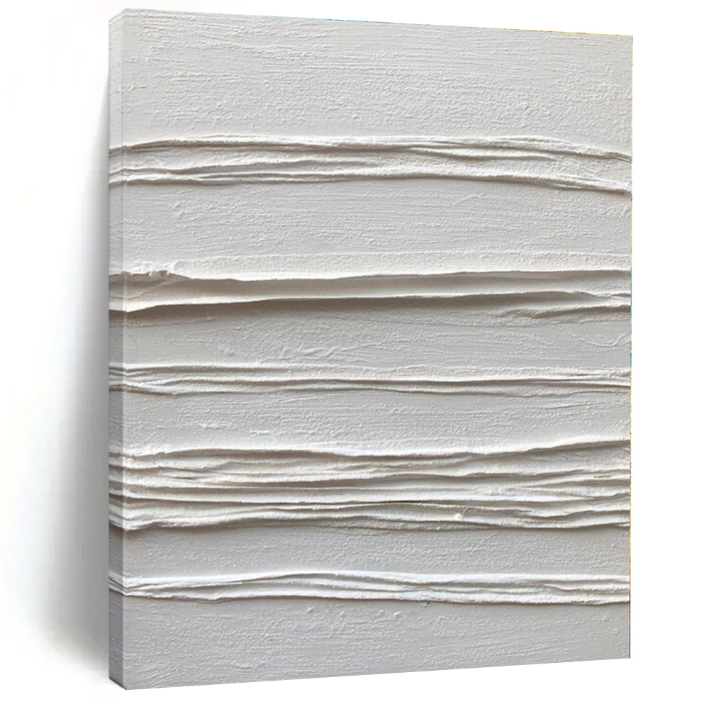White with Linear Textures "White Lines" Abstract Painting On Canvas PS1347