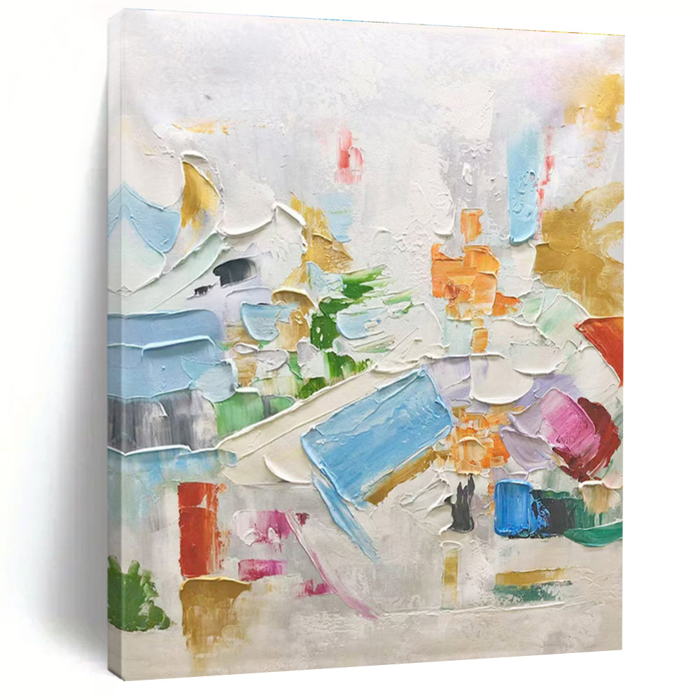 “Colorful Impasto Abstract” - Multicolor Abstract Impasto Painting On Canvas PS0730