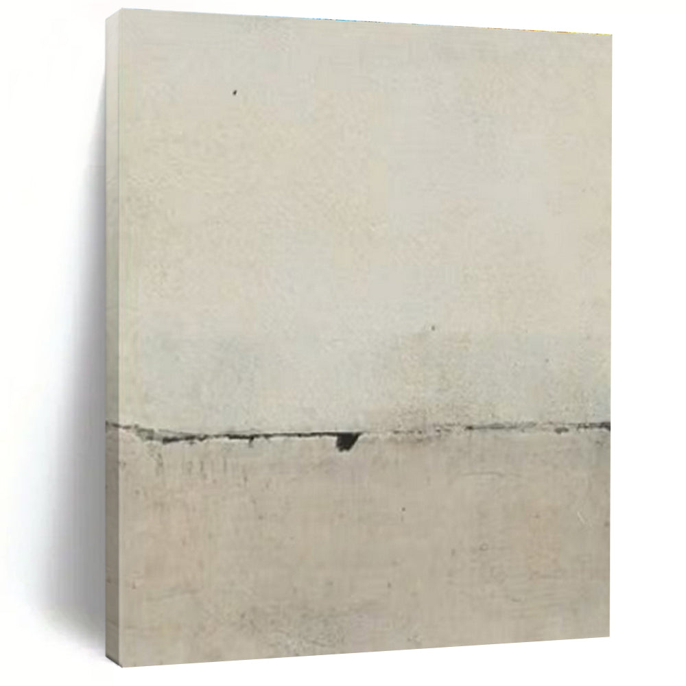“Cracked Beige Minimalism” - Beige Abstract Textured Painting On Canvas PS0668