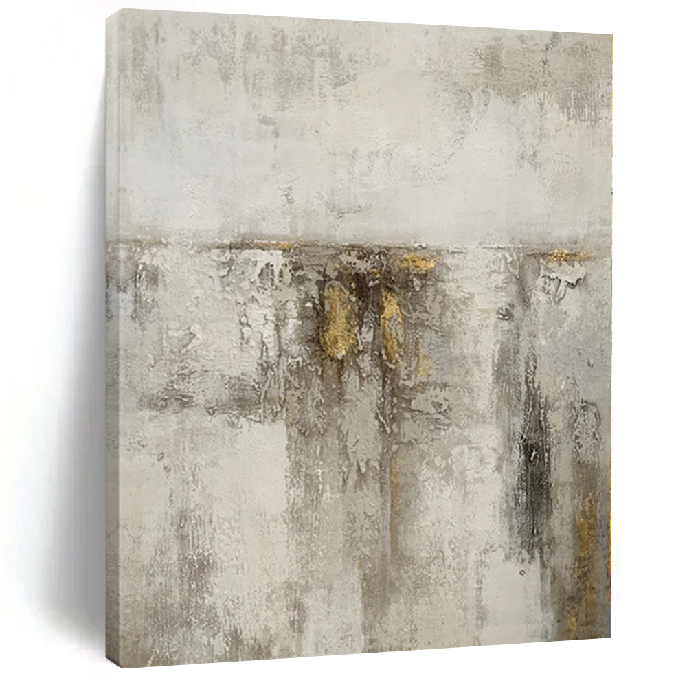 “Grey - Gold Abstract Textured Walls” - Tactile Abstract Painting On Canvas PS0356