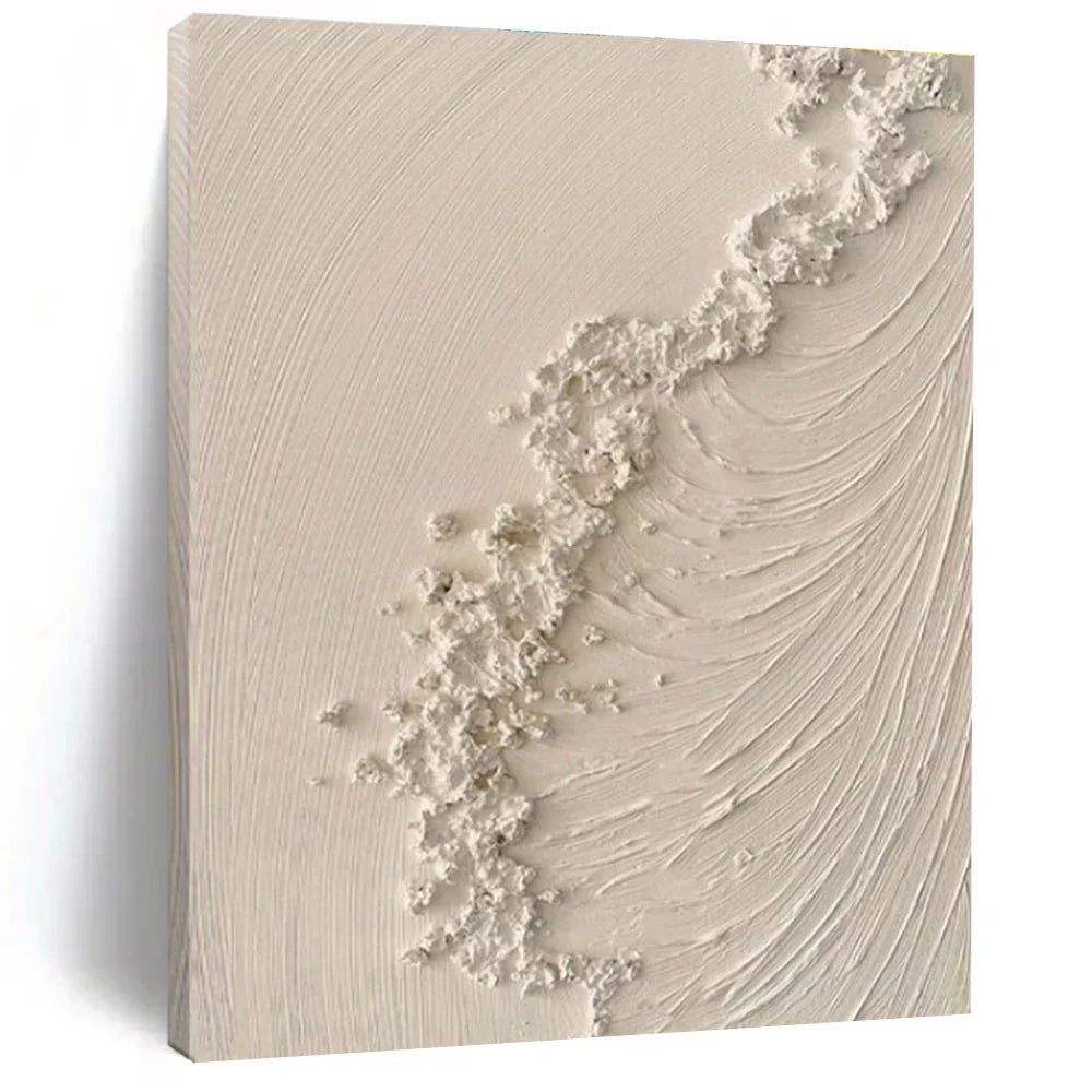 Exploring the Subtle Power of “Textured White Wave” – White Abstract Minimalist Painting on Canvas (PS0681)