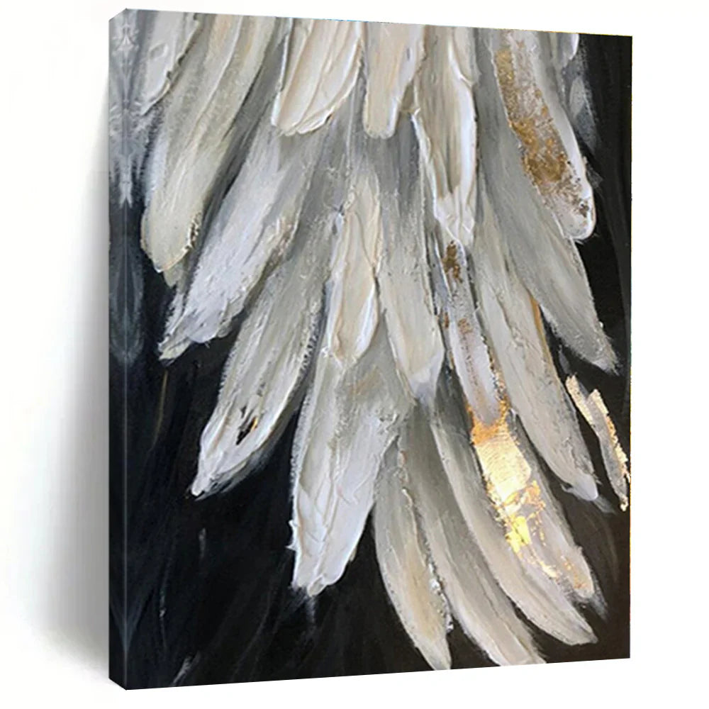 A Study in Elegance: The Allure of White & Gold Feather Textures