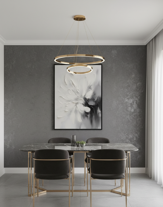 The Timeless Elegance of "White, Gray, Black Textured Floral Painting PS0767": An In-Depth Art Appreciation