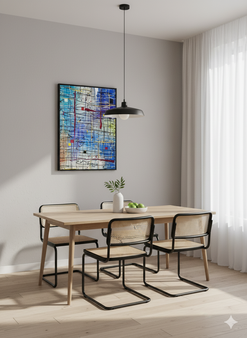 5 Different Hanging Techniques for the "Color-Streaked Abstract" Artwork