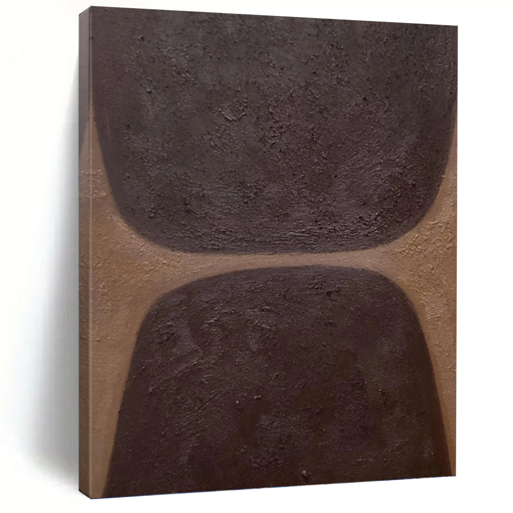 “Dark Brown Textured Squares” - Minimalist Abstract Painting On Canvas PT1169