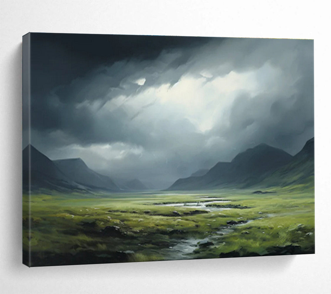 “Dramatic Green Valley Landscape” Landscape Painting On Canvas DKS170