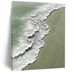“Beach Wave Textures” - Green, White, Gray Abstract Seascape Painting On Canvas PS0639