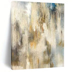 Beige, Blue, and Gold Textured, "Ethereal Haze" – Textured Abstract Painting On Canvas PS1003