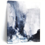 Blue, Gray and White with Moody Textures "Stormy Harbor" Abstract Landscape Painting On Canvas PS1132