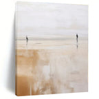 Beige, White with Two Figures "Dual Paths" Abstract Painting On Canvas PS1313