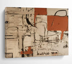 “Rust and Beige Abstract with Black Lines” - Industrial Abstract Painting On Canvas PT099