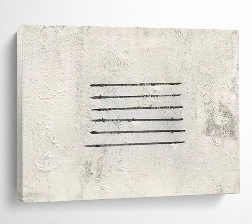 “Black - White Linear Minimalist” - Abstract Painting On Canvas PT262