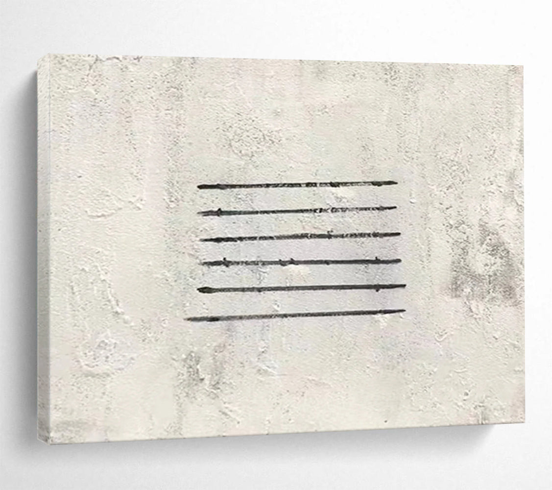 “Black - White Linear Minimalist” - Abstract Painting On Canvas PT262