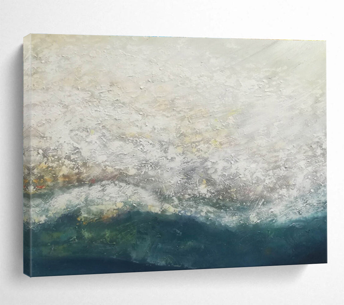 “White - Blue Sea Mist” Abstract Painting On Canvas DKS298