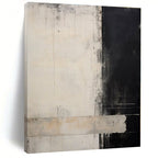 Black, White, Gray with Textured Divisions "Monochrome Split" Abstract Painting On Canvas PS1384