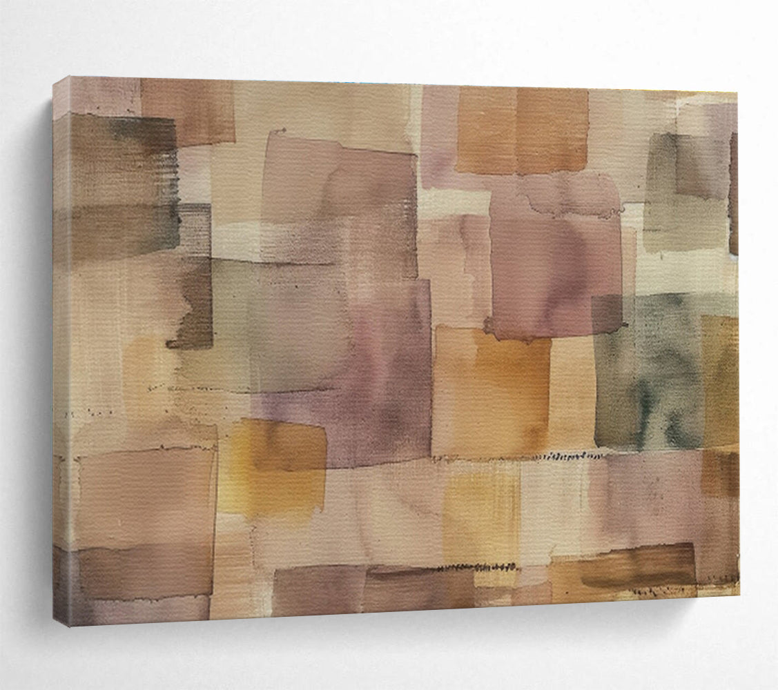 Soft Color Blocked Squares Minimalist Abstract Painting On Canvas DKS147