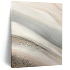 “Soft Silver - Beige Flow” - Silver, Beige, Gray Abstract Fluid Painting On Canvas PS0652