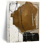 Brown, White and Black with Raw Brushstrokes "Rustic Sketch" Abstract Painting On Canvas PS1125