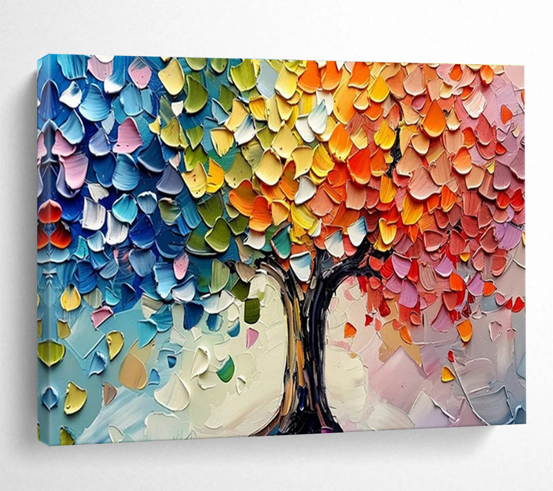“Colorful Tree of Life” - Impasto Oil Painting On Canvas DKS798