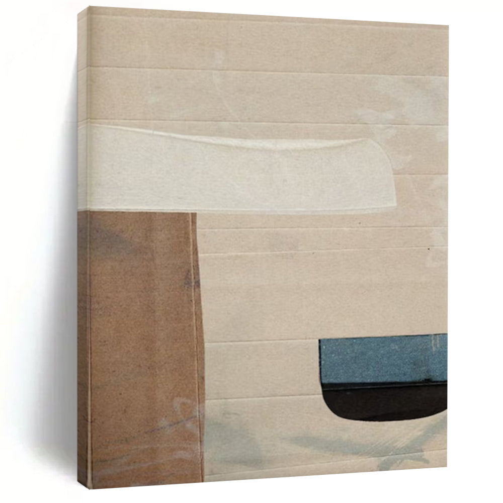 “Cardboard - Inspired Collage” - Neutral Tones & Minimalist Forms Painting On Canvas DS182