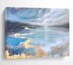 “Moody Lake Reflection” - Textured Landscape Painting On Canvas PT192