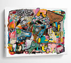 “Colorful Abstract Collage” - Vibrant Mix “Whimsical Mosaic” Painting On Canvas PT1656