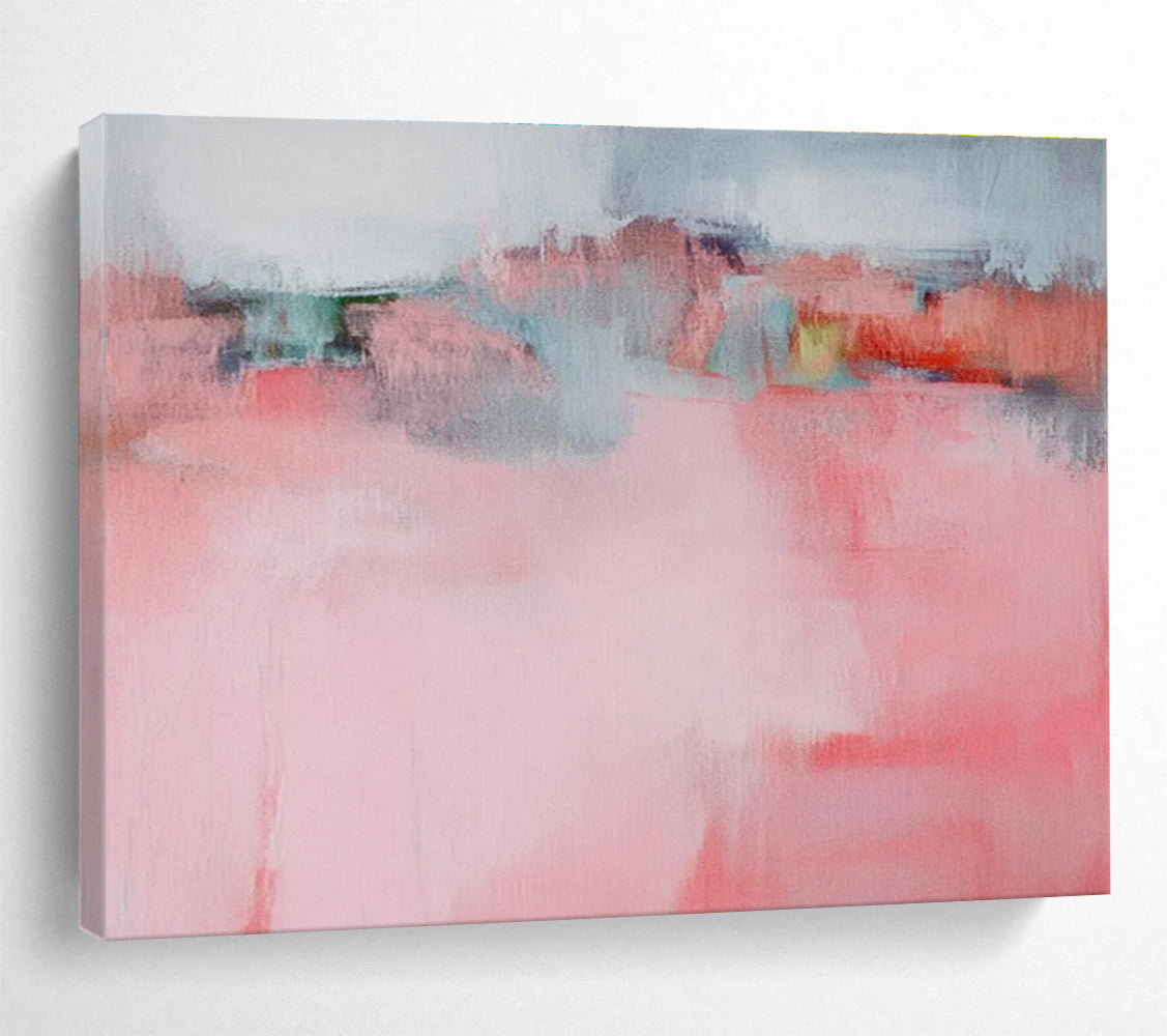“Soft Pink Horizon” - Minimalist Abstract Painting On Canvas DKS487