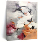 “Grey - Orange Abstract Energetic Forms” - Expressive Abstract Painting On Canvas PS0300