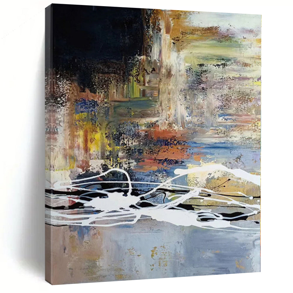 “Colorful Abstract Dynamic Lines” - Energetic Abstract Painting On Canvas PS0341